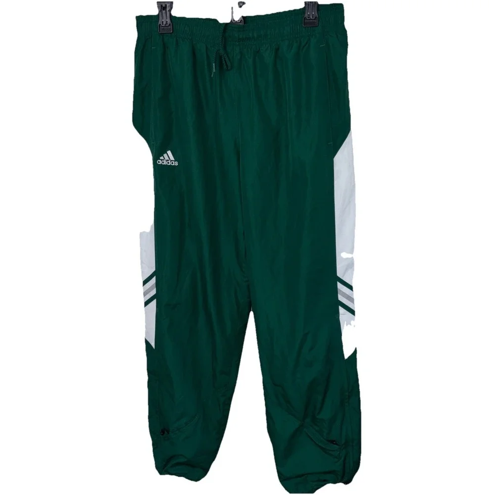 Adidas Soccer Warmup Pants Size M Green Ankle Zip 235033